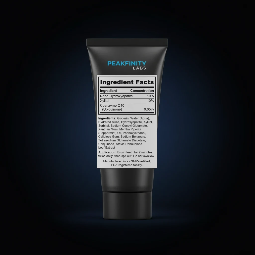 Nano Hydroxyapatite Fluoride-Free Toothpaste back label and ingredient panel