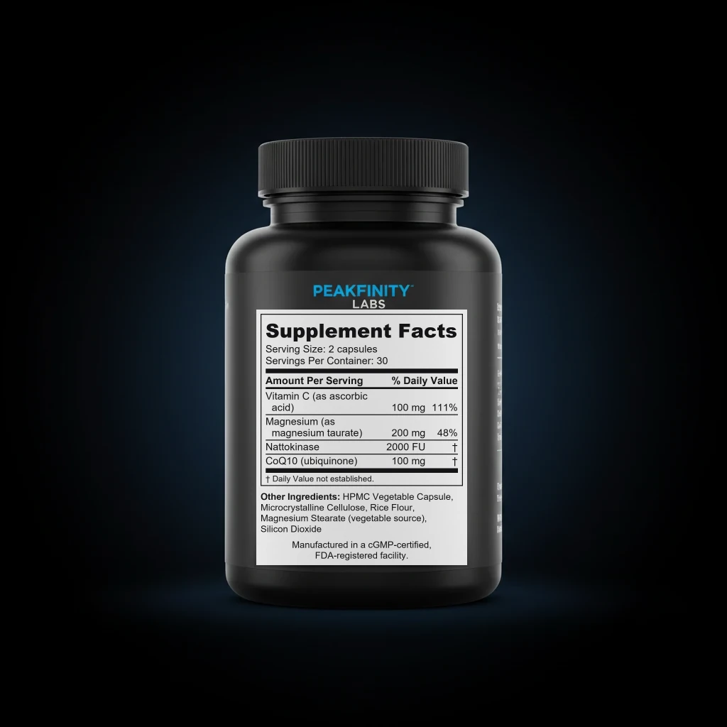 Nattokinase 2000 FU Circulation Capsules back label and ingredient panel