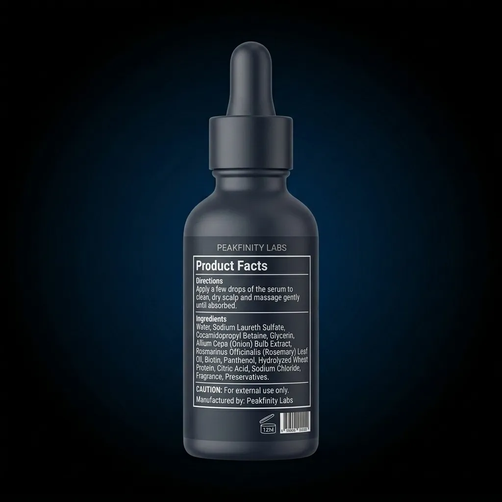 Onion, Rosemary & Biotin Hair Growth Shampoo & Treatment — representative back label artwork (Supplement Facts panel)