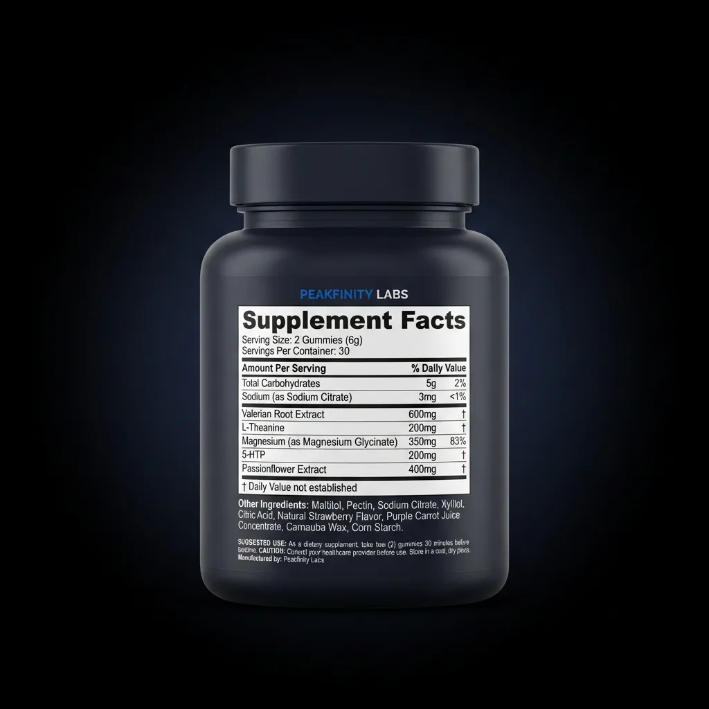 Natural Sleep Support Gummies — back label / supplement facts