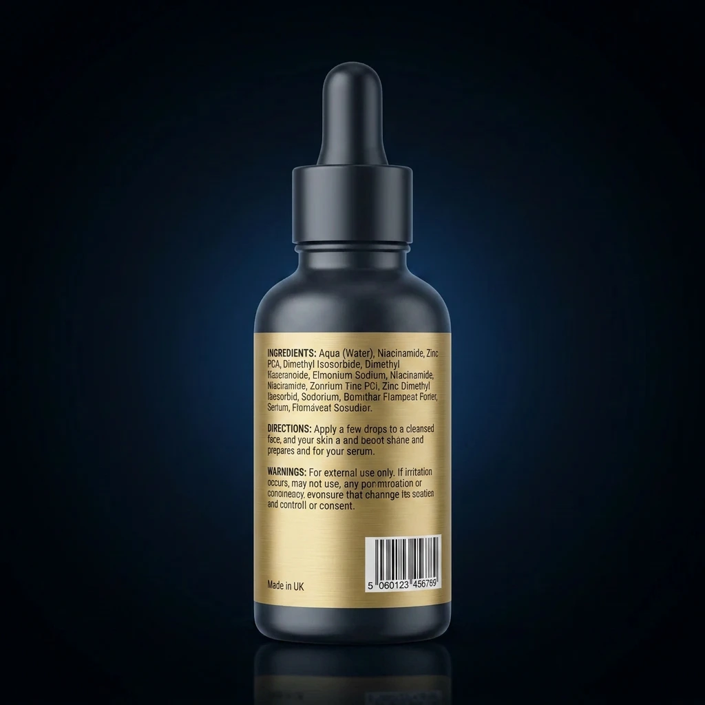 Niacinamide 10% + Zinc Pore Refining Serum — representative back label artwork (Supplement Facts panel)