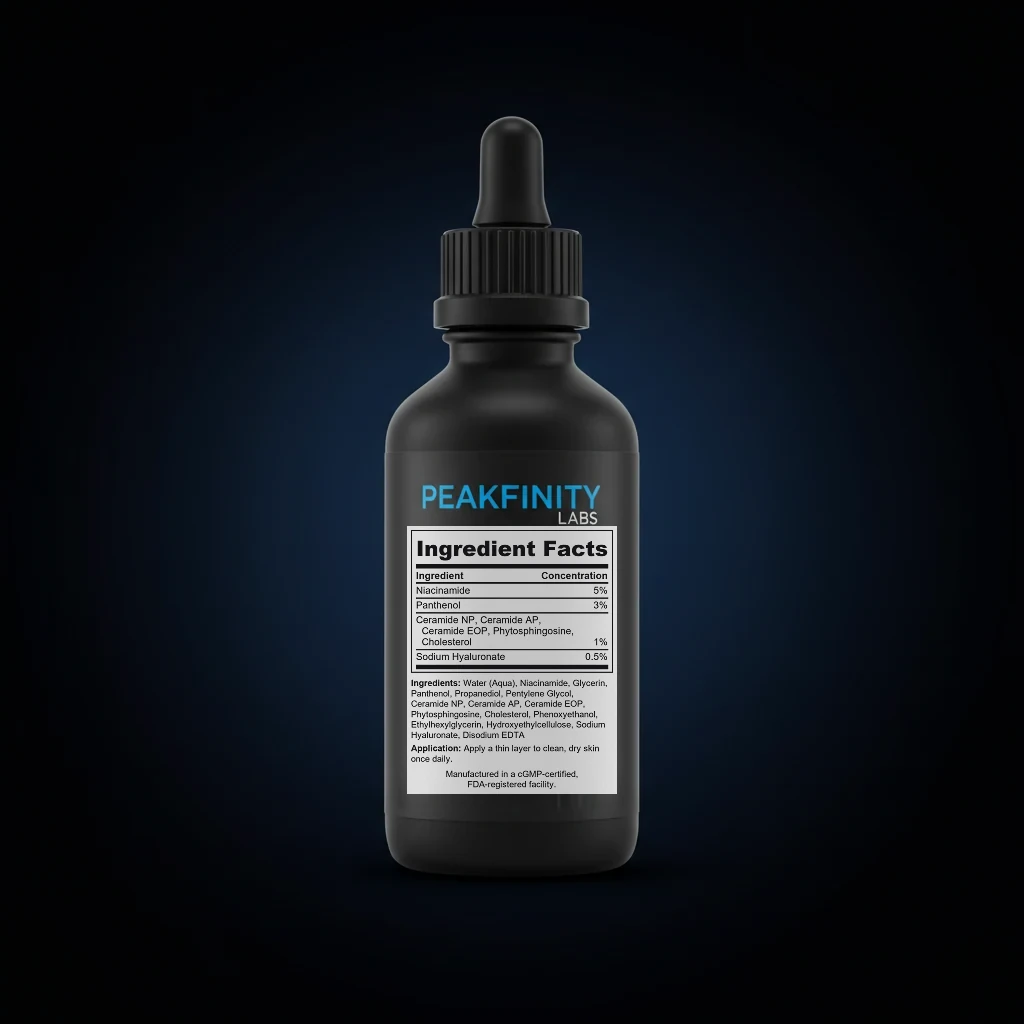 Niacinamide 5% Smoothing Body Serum back label and ingredient panel