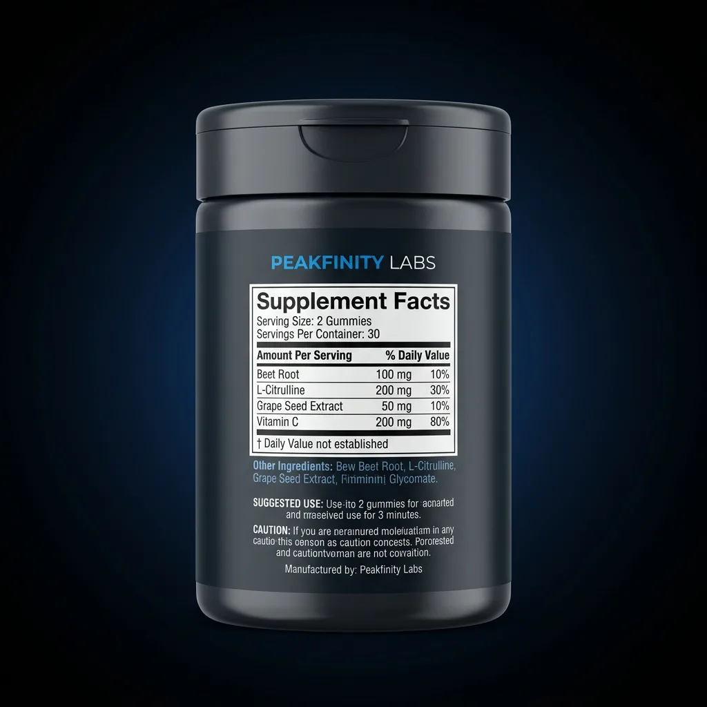 Nitric Oxide Beet Root Gummies — representative back label artwork (Supplement Facts panel)