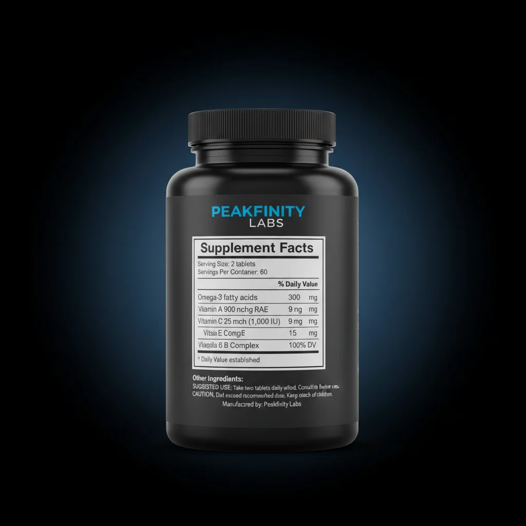 Omega-3 & Multivitamin Tablets — back label / ingredients panel