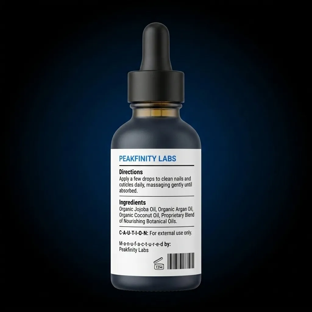 Organic Nail Growth & Strengthening Oil — representative back label artwork (Supplement Facts panel)