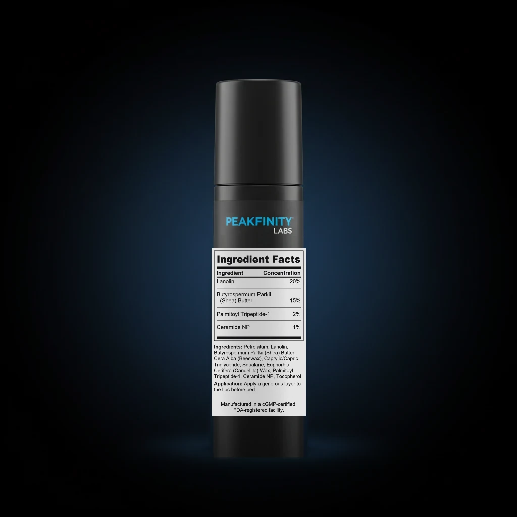 Overnight Lip Sleeping Mask with Shea & Peptides back label and ingredient panel