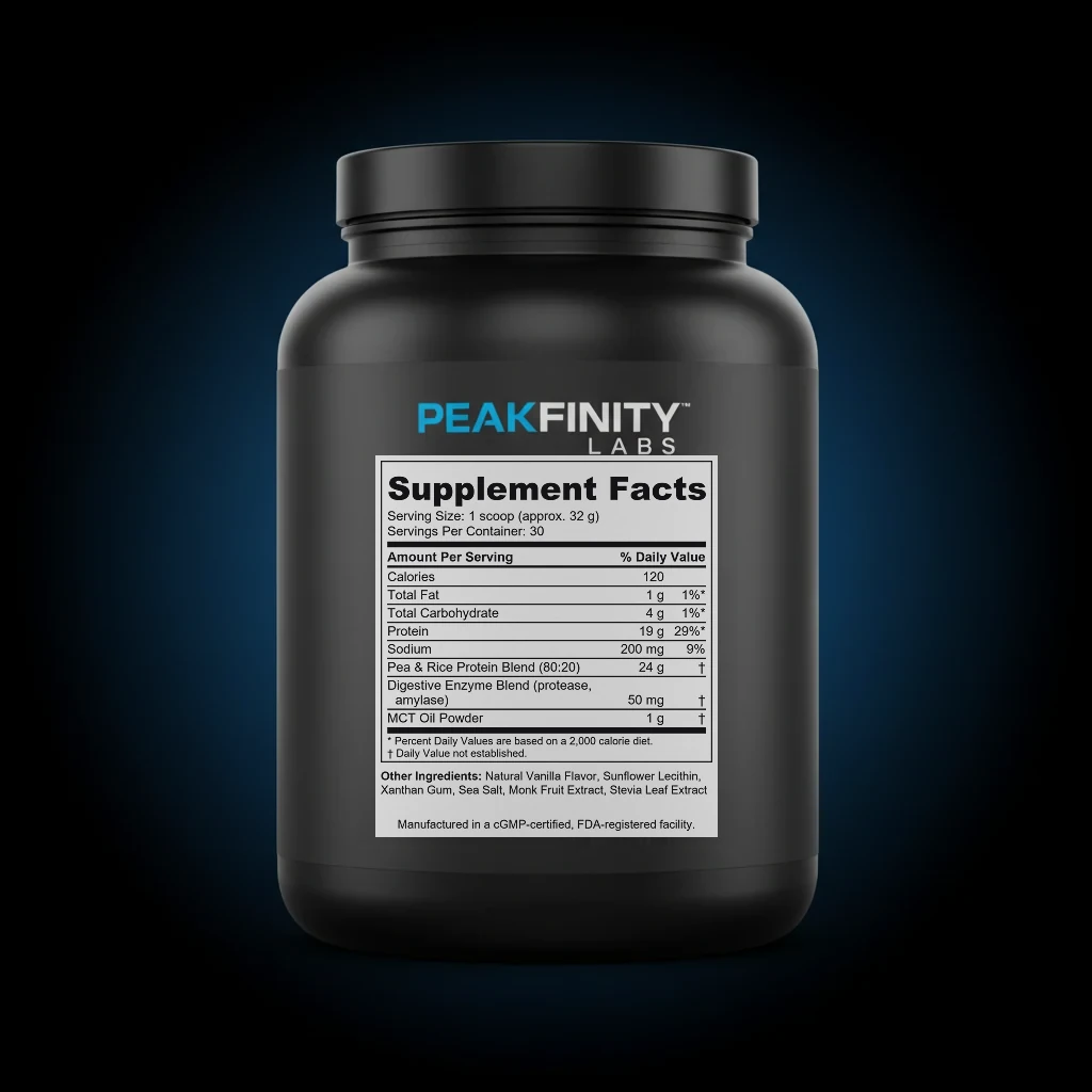 Pea & Rice Plant Protein Powder - Vanilla back label and ingredient panel