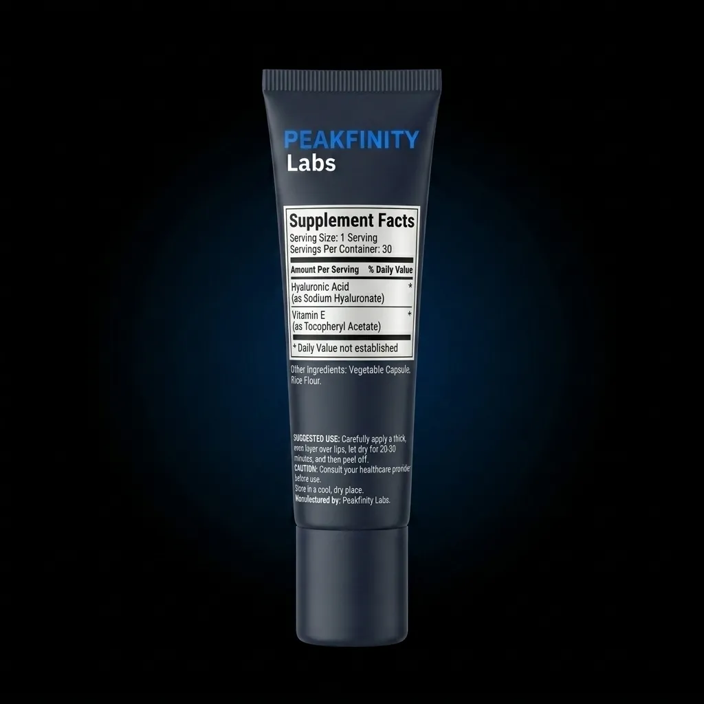 Peel-Off Lip Liner Stain with Hyaluronic Acid & Vitamin E — representative back label artwork (Supplement Facts panel)