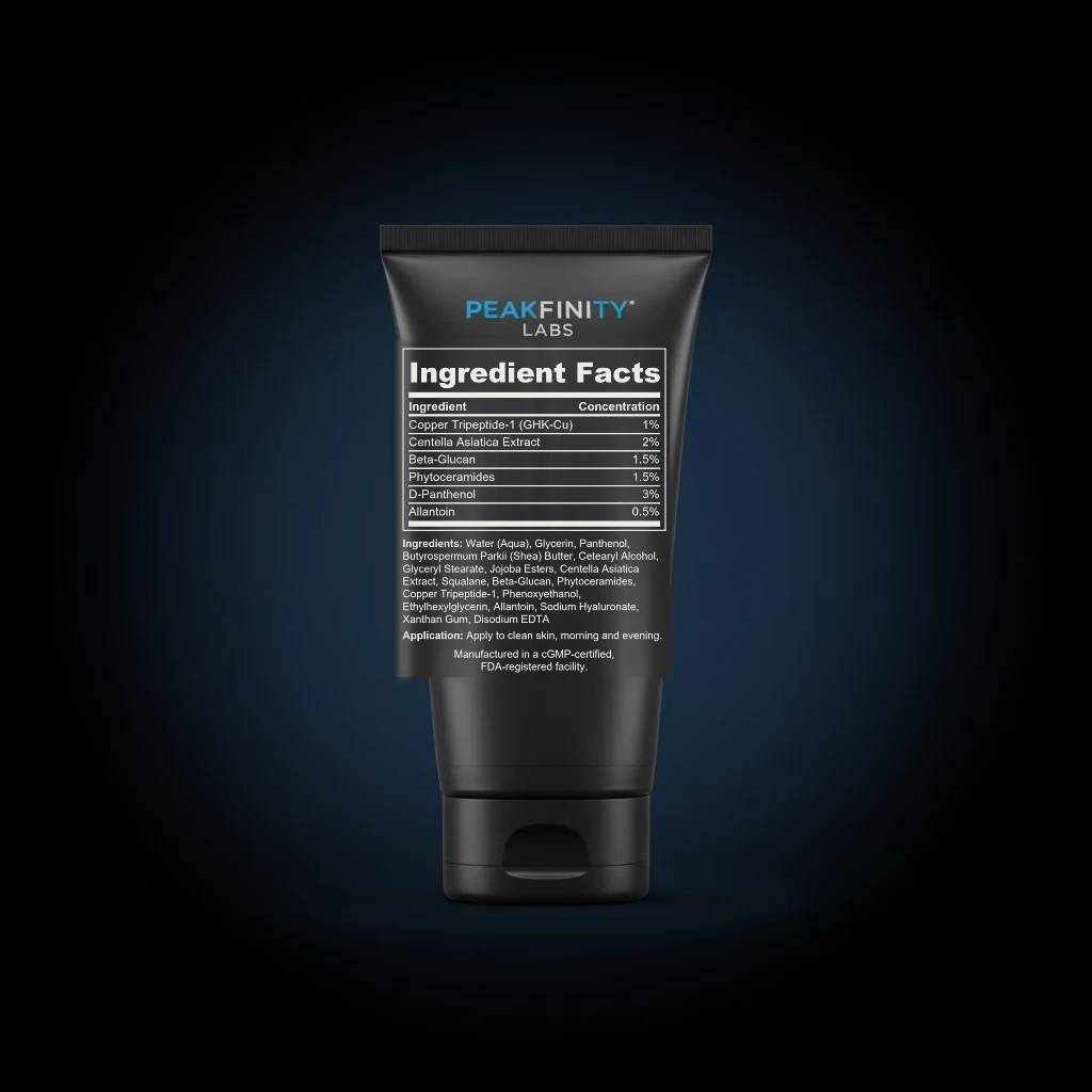 Peptide Barrier Repair Cream with Ceramides & Panthenol back label and ingredient panel
