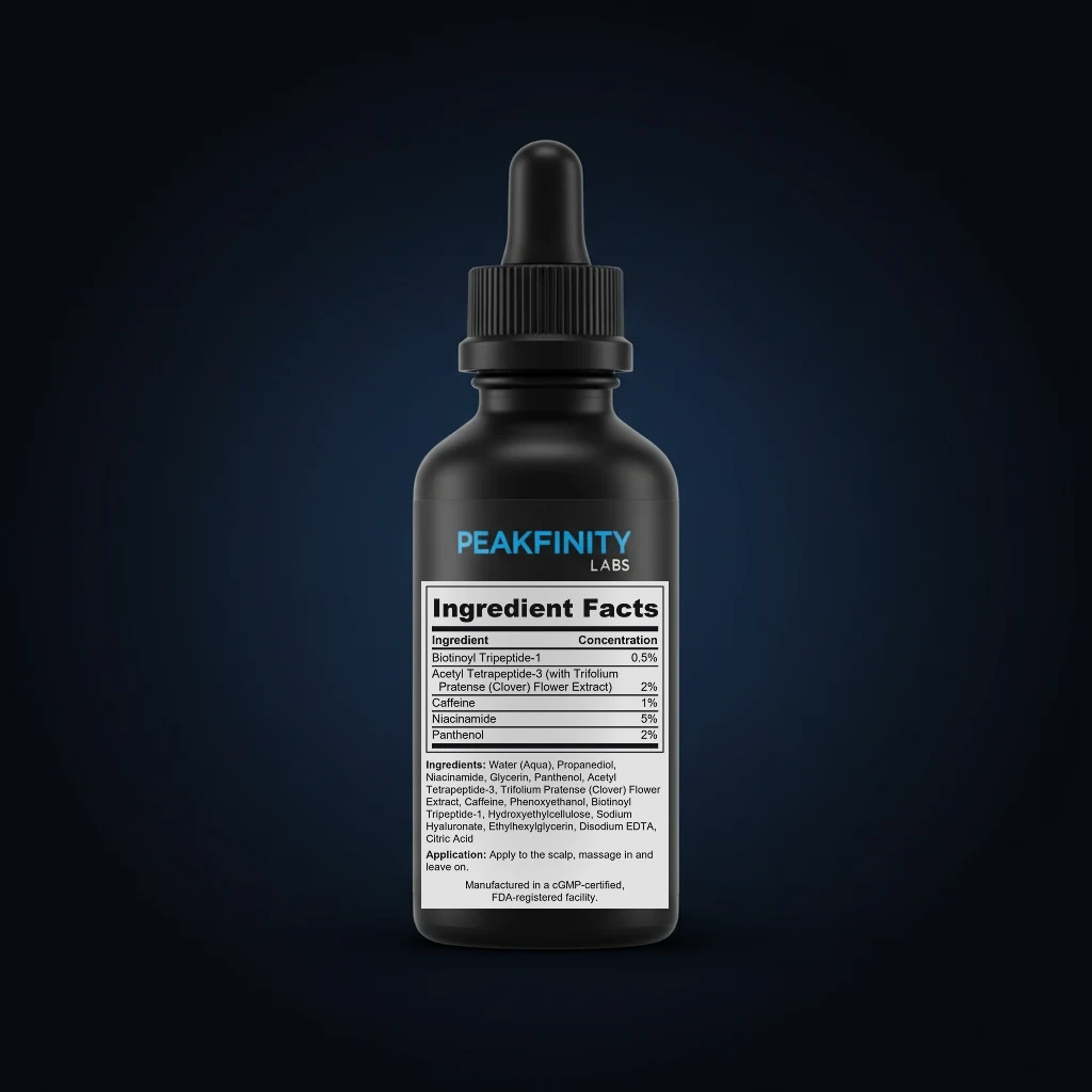 Peptide Scalp Serum back label and ingredient panel