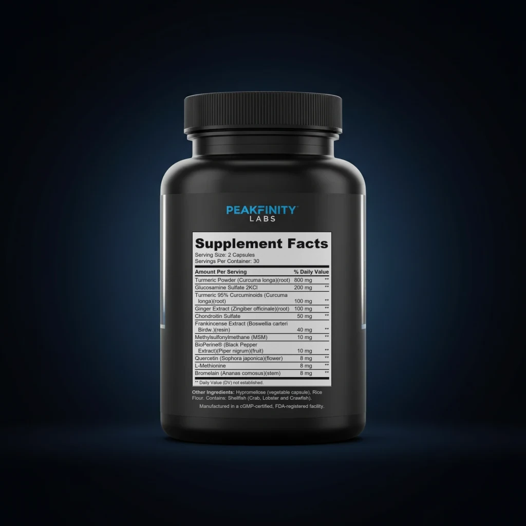 Platinum Turmeric back label and ingredient panel