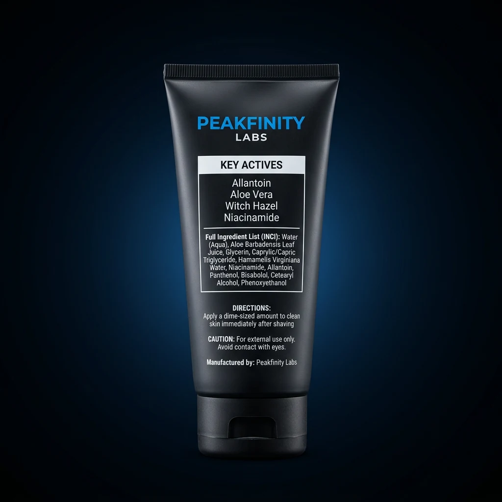 Post-Shave Soothing Balm — representative back label artwork (Supplement Facts panel)