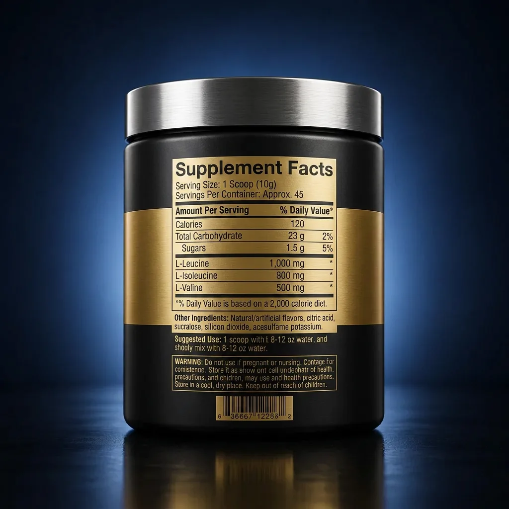 Post-Workout Recovery Matrix with BCAAs & Electrolytes — representative back label artwork (Supplement Facts panel)