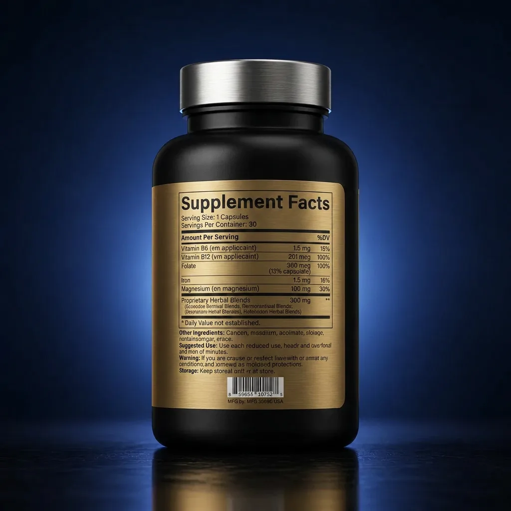 Postpartum Support Capsules with Adaptogenic Herbal Blend — representative back label artwork (Supplement Facts panel)