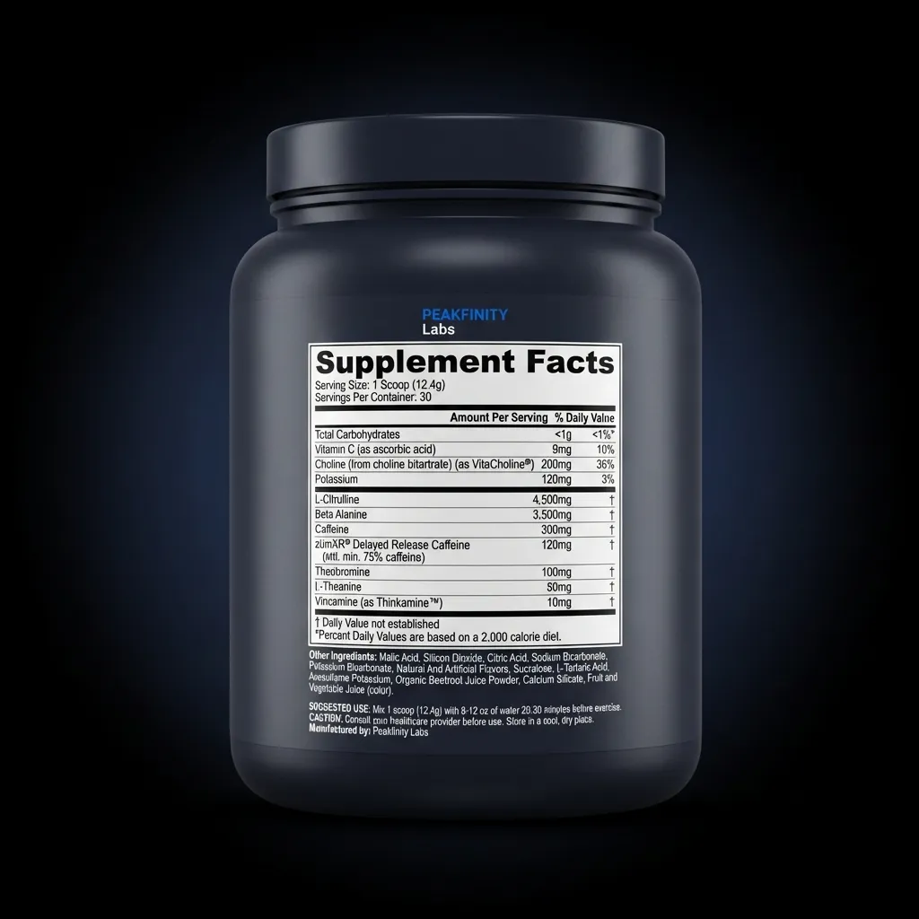 Pre-Workout Powder with Caffeine — back label / supplement facts