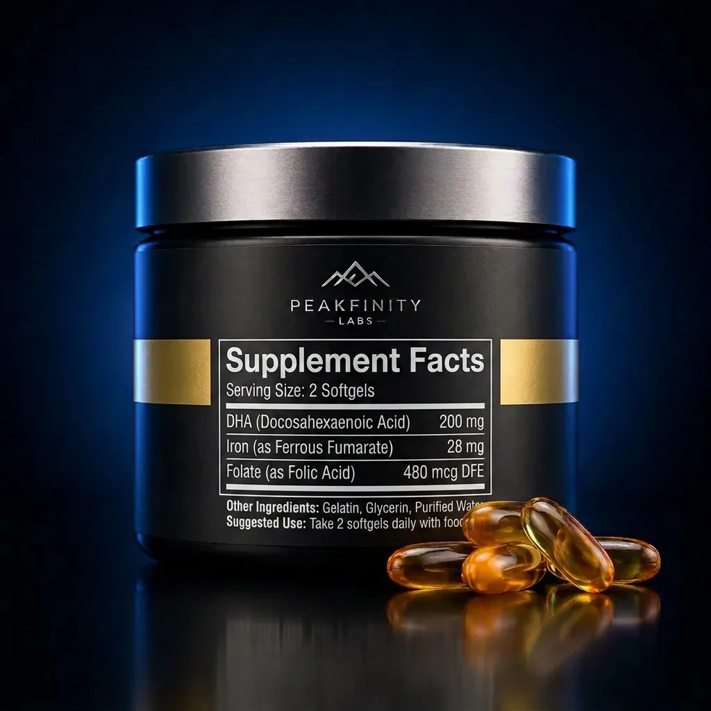 Prenatal Complete Softgels with DHA, Iron & Folate — representative back label artwork (Supplement Facts panel)