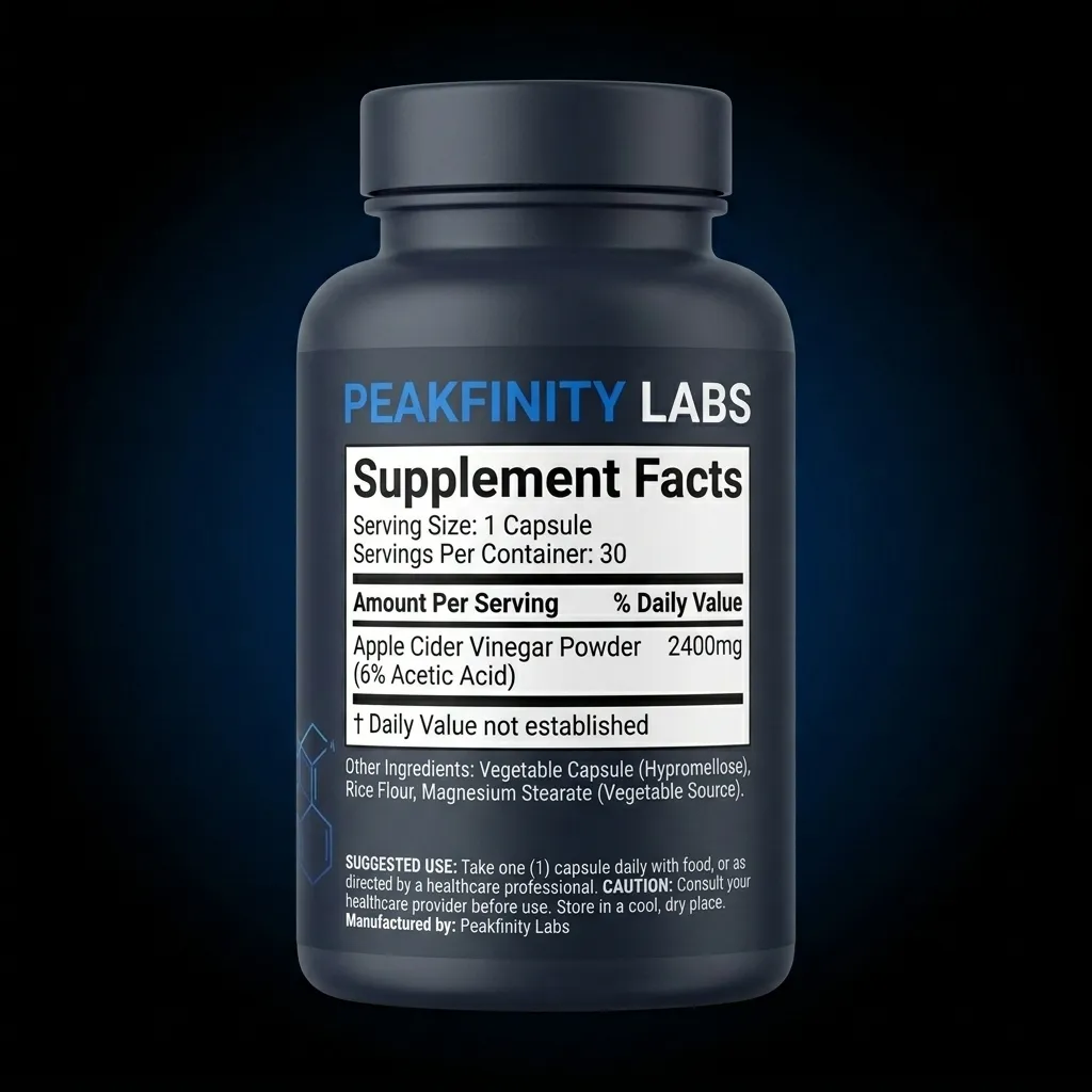 Private Label Apple Cider Vinegar Capsules — representative back label artwork (Supplement Facts panel)