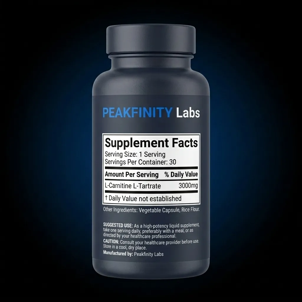 High-Potency L-Carnitine 3000 Liquid Supplement — representative back label artwork (Supplement Facts panel)