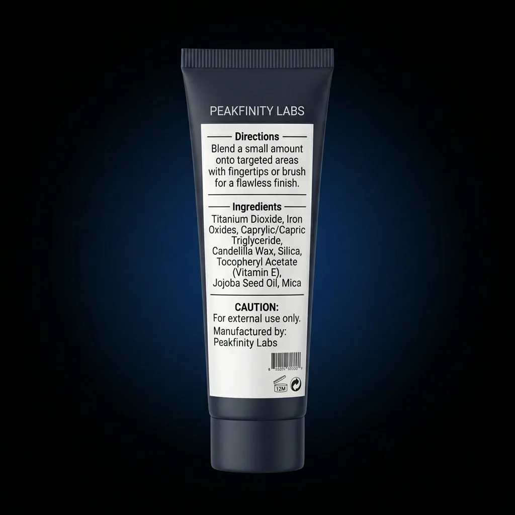 Private Label Concealer Stick & Brush Duo — representative back label artwork (Supplement Facts panel)