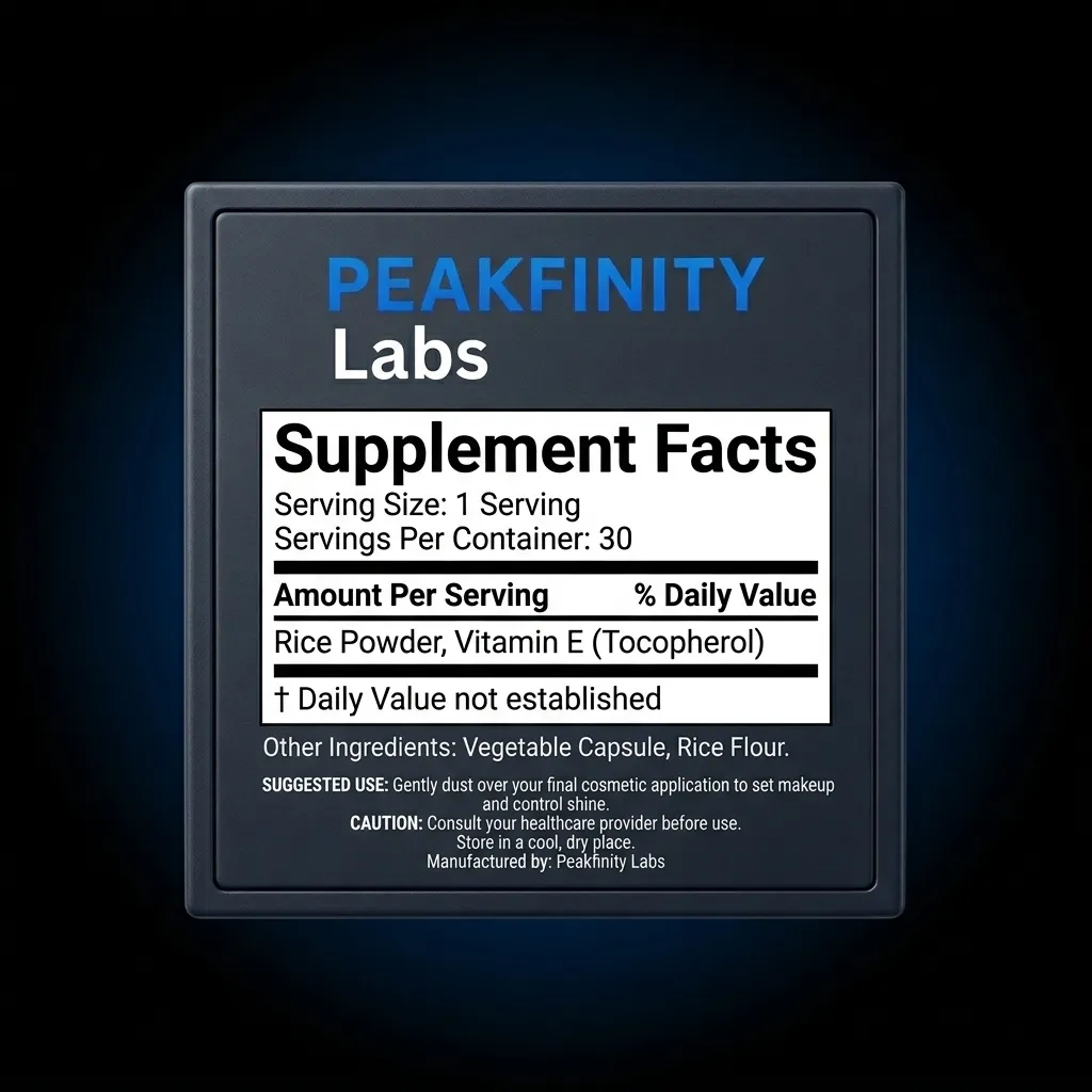 Private Label Cosmetic Setting Powder — representative back label artwork (Supplement Facts panel)