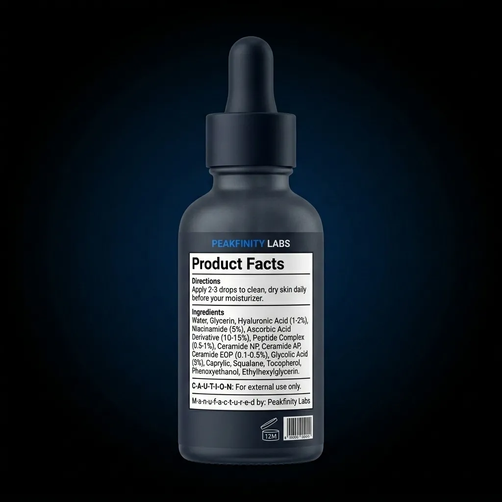 Private Label Glass Glow Skincare Set — representative back label artwork (Supplement Facts panel)