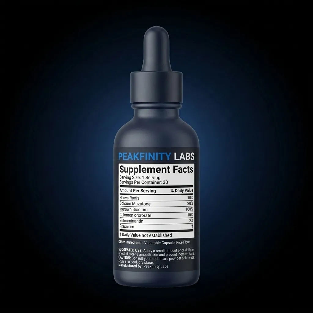 Private Label Ingrown Hair Smoothing Solution — representative back label artwork (Supplement Facts panel)