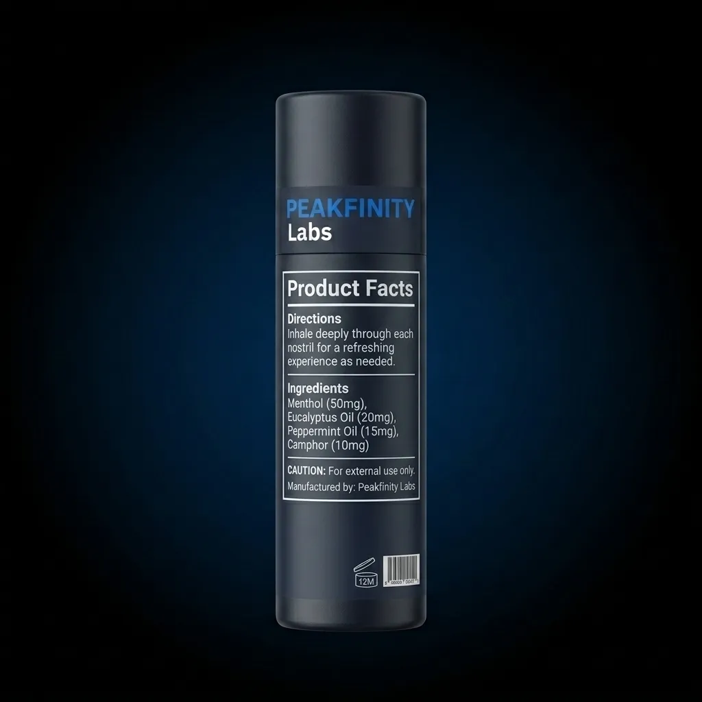Private Label Nasal Inhaler Stick — representative back label artwork (Supplement Facts panel)