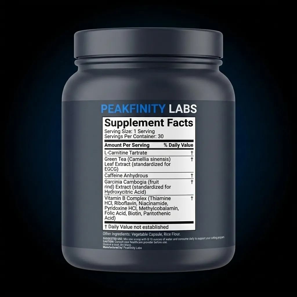 Private Label Strawberry Acai Cutting Drink Mix — representative back label artwork (Supplement Facts panel)