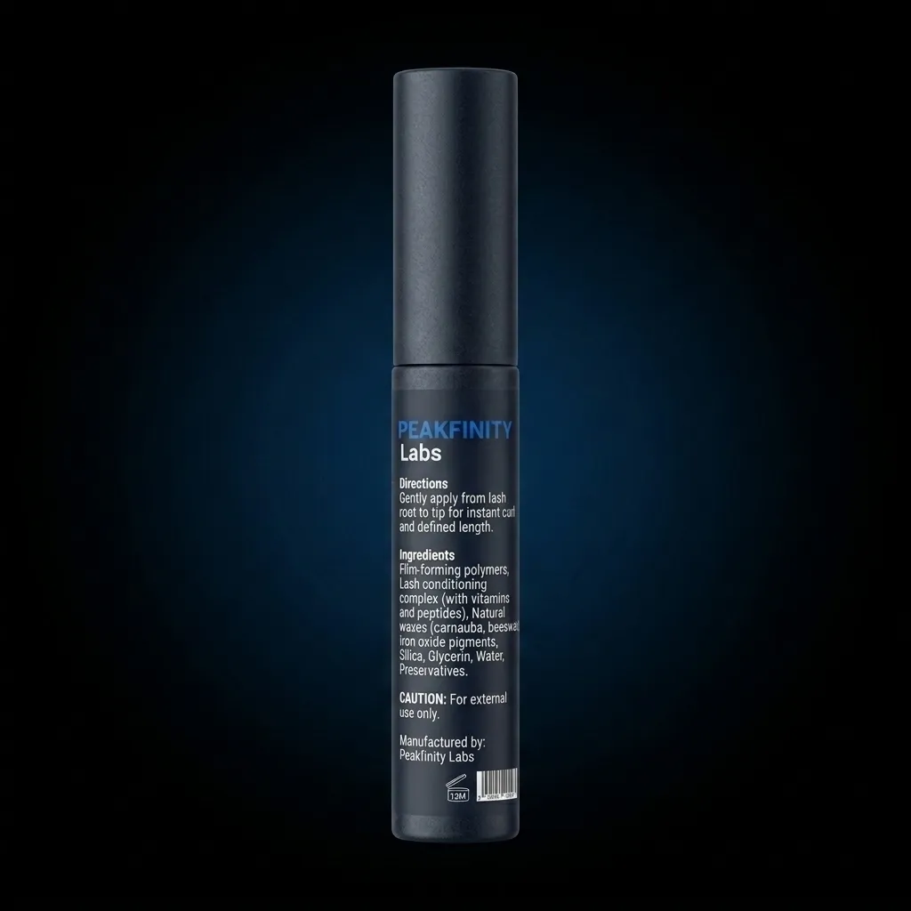 Private Label Tubing Mascara & Primer Duo — representative back label artwork (Supplement Facts panel)