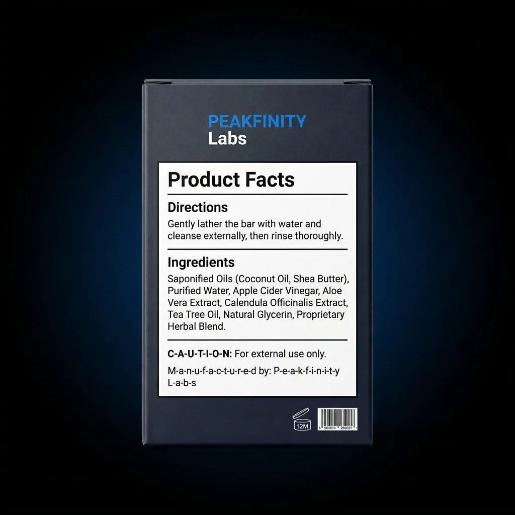 Natural Feminine Care Bar Soap — representative back label artwork (Supplement Facts panel)