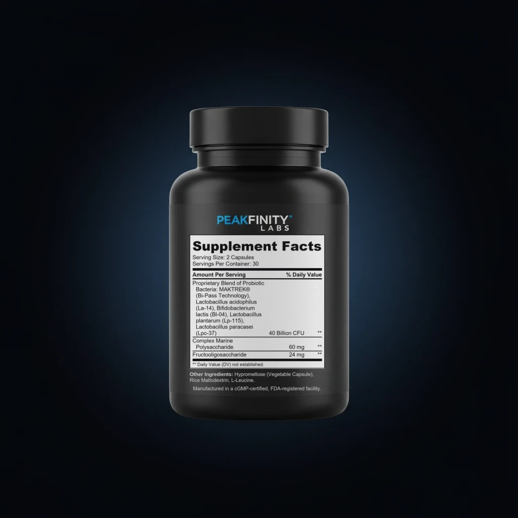 Probiotic - 40 Billion CFU back label and ingredient panel