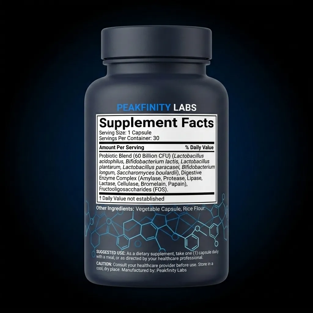 Probiotic & Digestive Enzyme Complex — representative back label artwork (Supplement Facts panel)