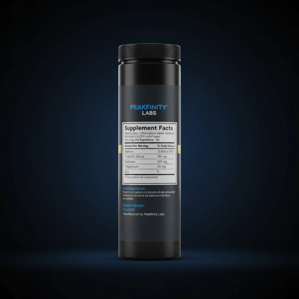 Probiotic & Electrolyte Effervescent Tablets — back label / ingredients panel