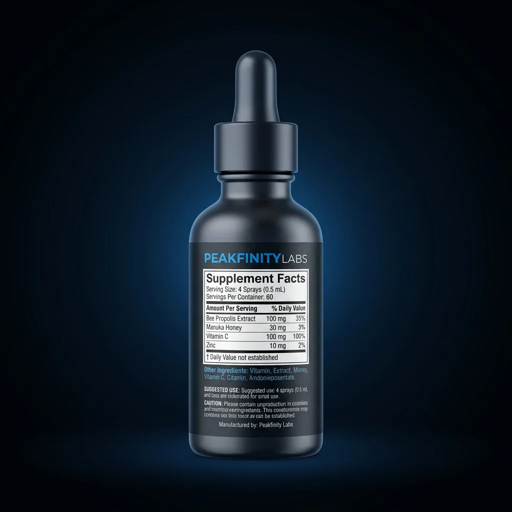 Propolis & Manuka Honey Throat Spray — representative back label artwork (Supplement Facts panel)