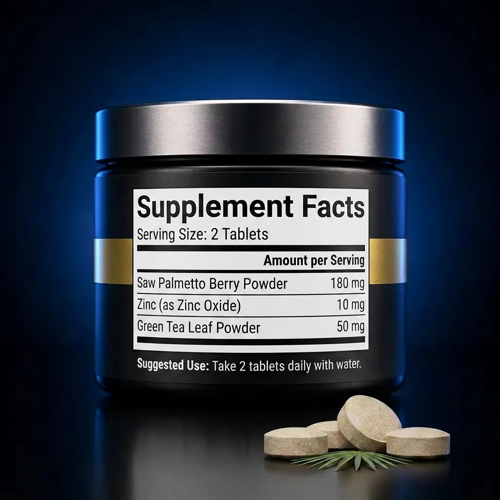 Prostate Health Support Tablets with Saw Palmetto & Zinc — representative back label artwork (Supplement Facts panel)