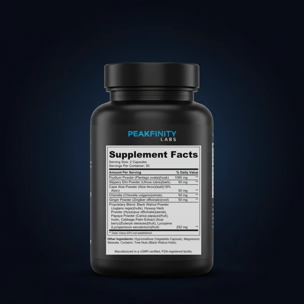 Psyllium Husk Plus back label and ingredient panel