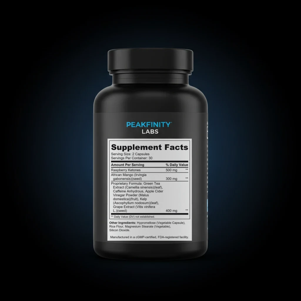 Raspberry Ketone Ultra back label and ingredient panel
