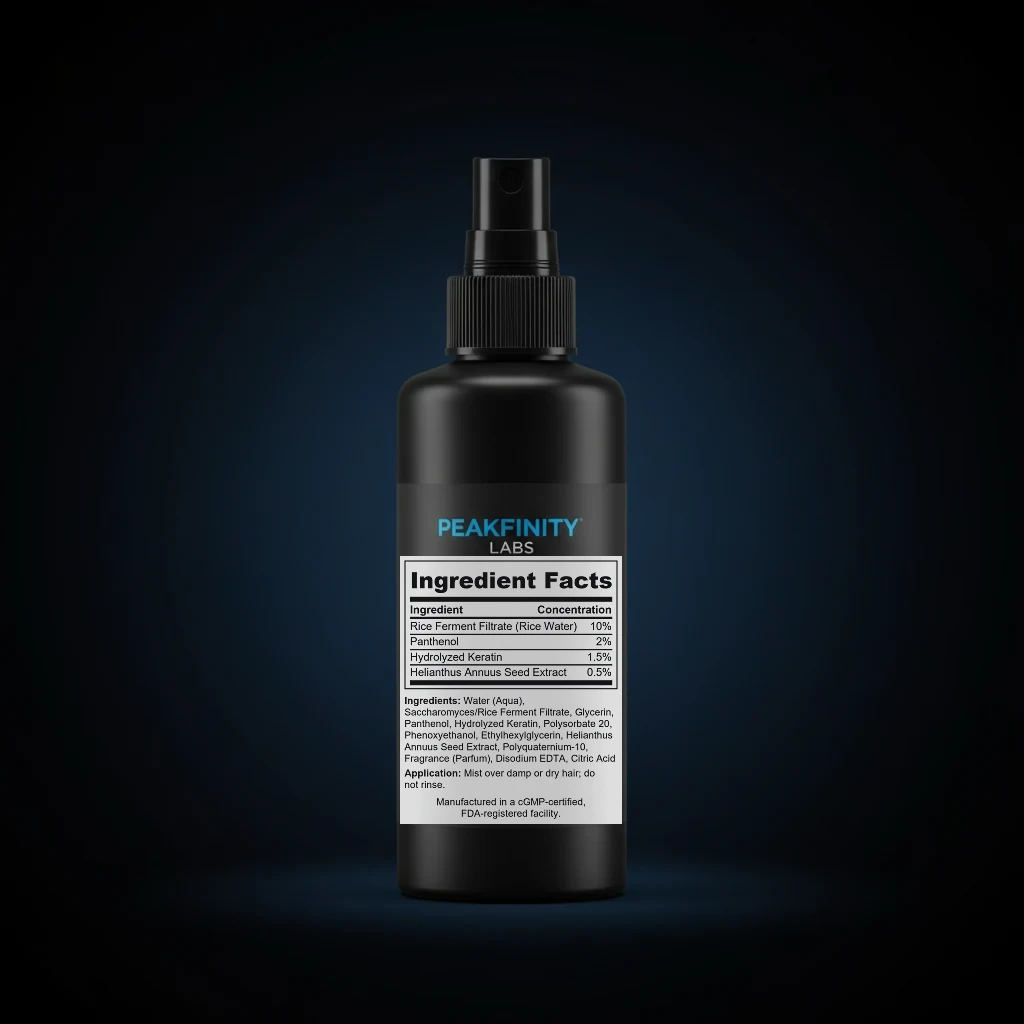 Rice Water Strengthening Hair Mist back label and ingredient panel