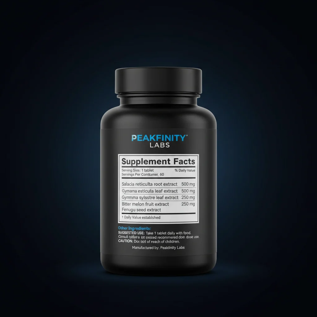 Salacia, Gymnema & Bitter Melon Blood Sugar Tablets — back label / ingredients panel