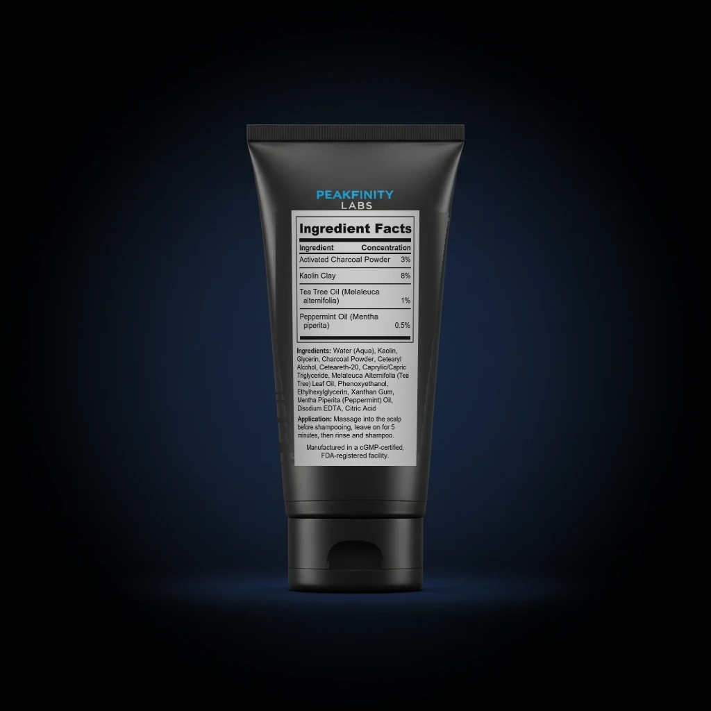 Scalp Detox Pre-Wash Treatment with Charcoal back label and ingredient panel