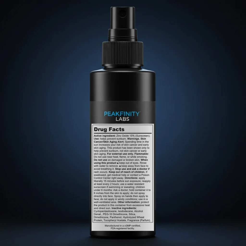 Scalp & Hair Sunscreen Mist SPF 30 back label and ingredient panel