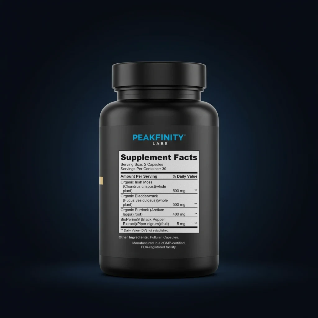 Sea Moss back label and ingredient panel