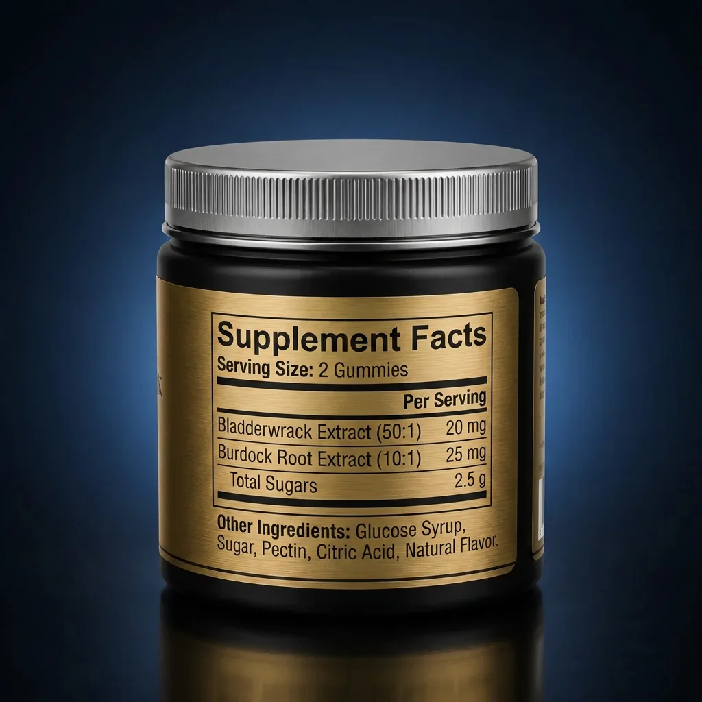 Marine Botanical Gummies with Sea Moss & Bladderwrack Complex — representative back label artwork (Supplement Facts panel)