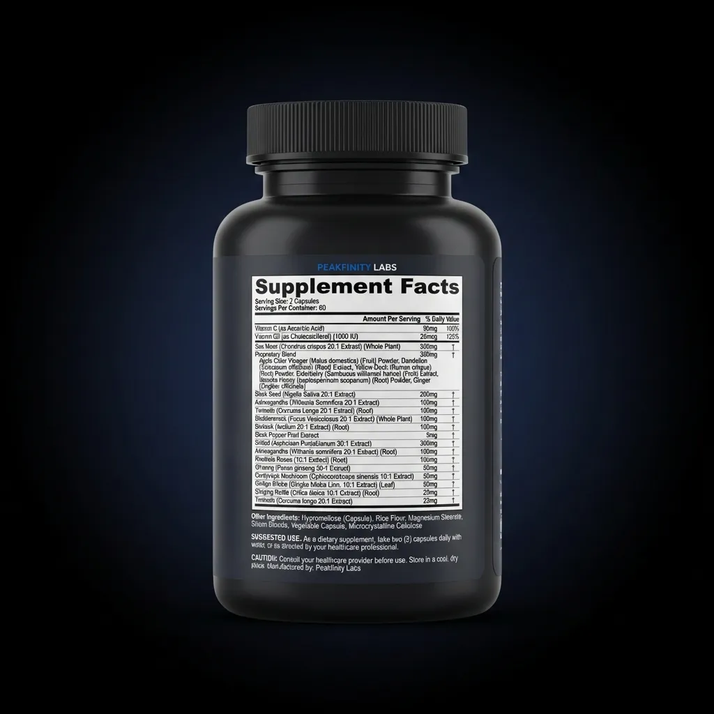 Sea Moss & Shilajit Multivitamin Capsules — back label / supplement facts