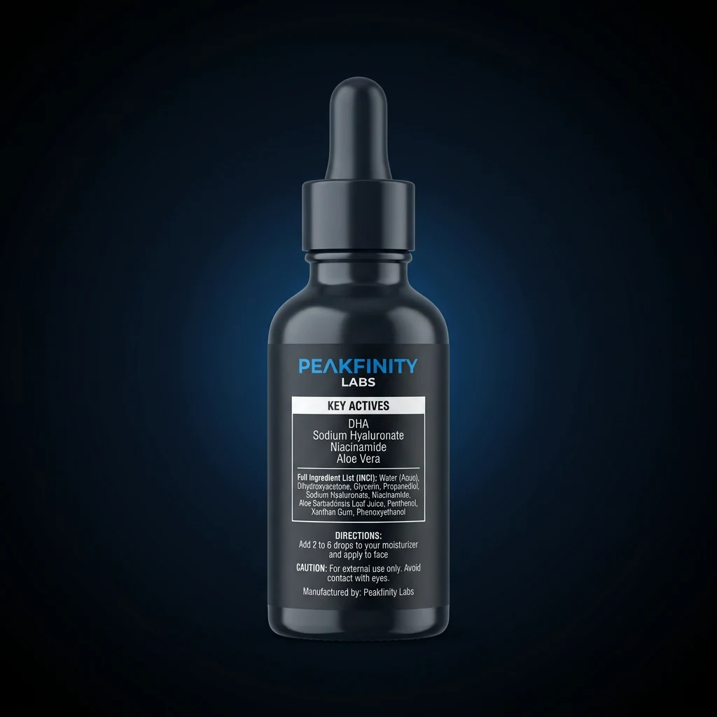Self-Tanning Face Drops with Hyaluronic Acid — representative back label artwork (Supplement Facts panel)