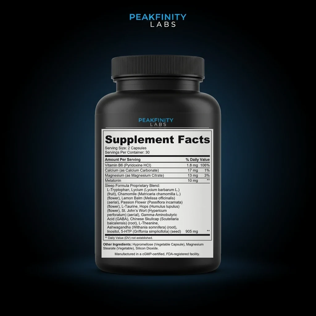 Sleep Formula back label and ingredient panel