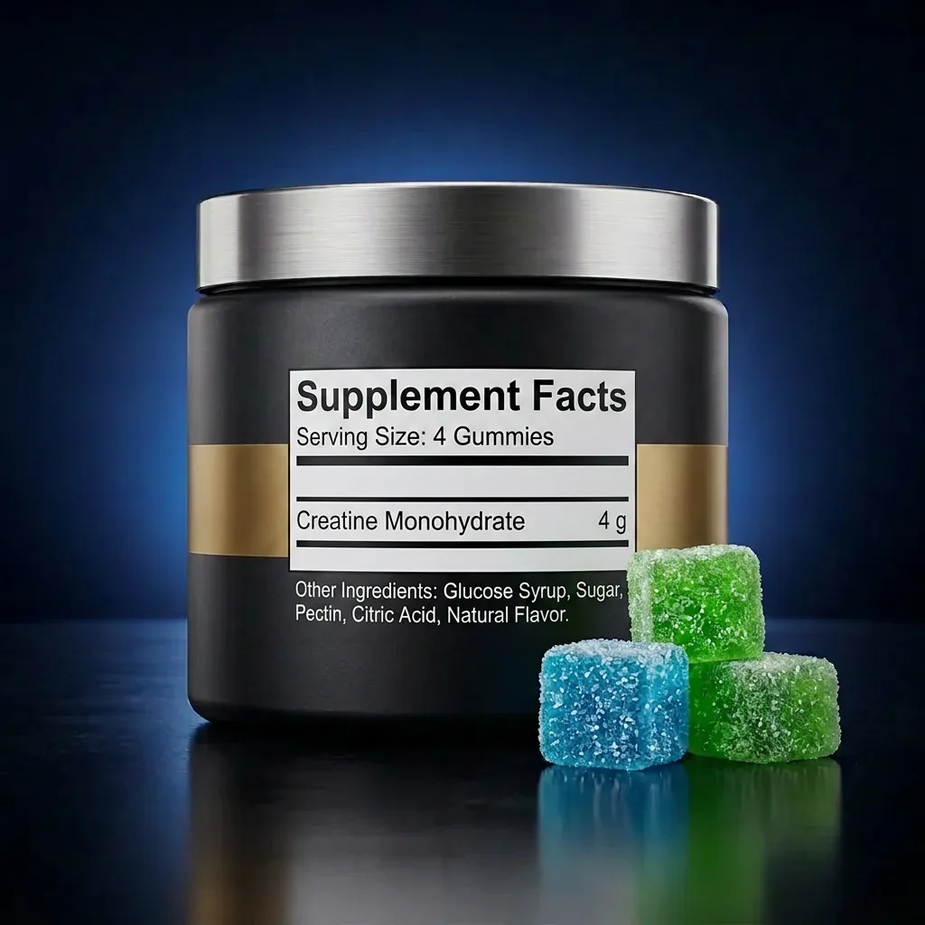 Sour Coated Sugar-Free Creatine Monohydrate Performance Gummies — representative back label artwork (Supplement Facts panel)