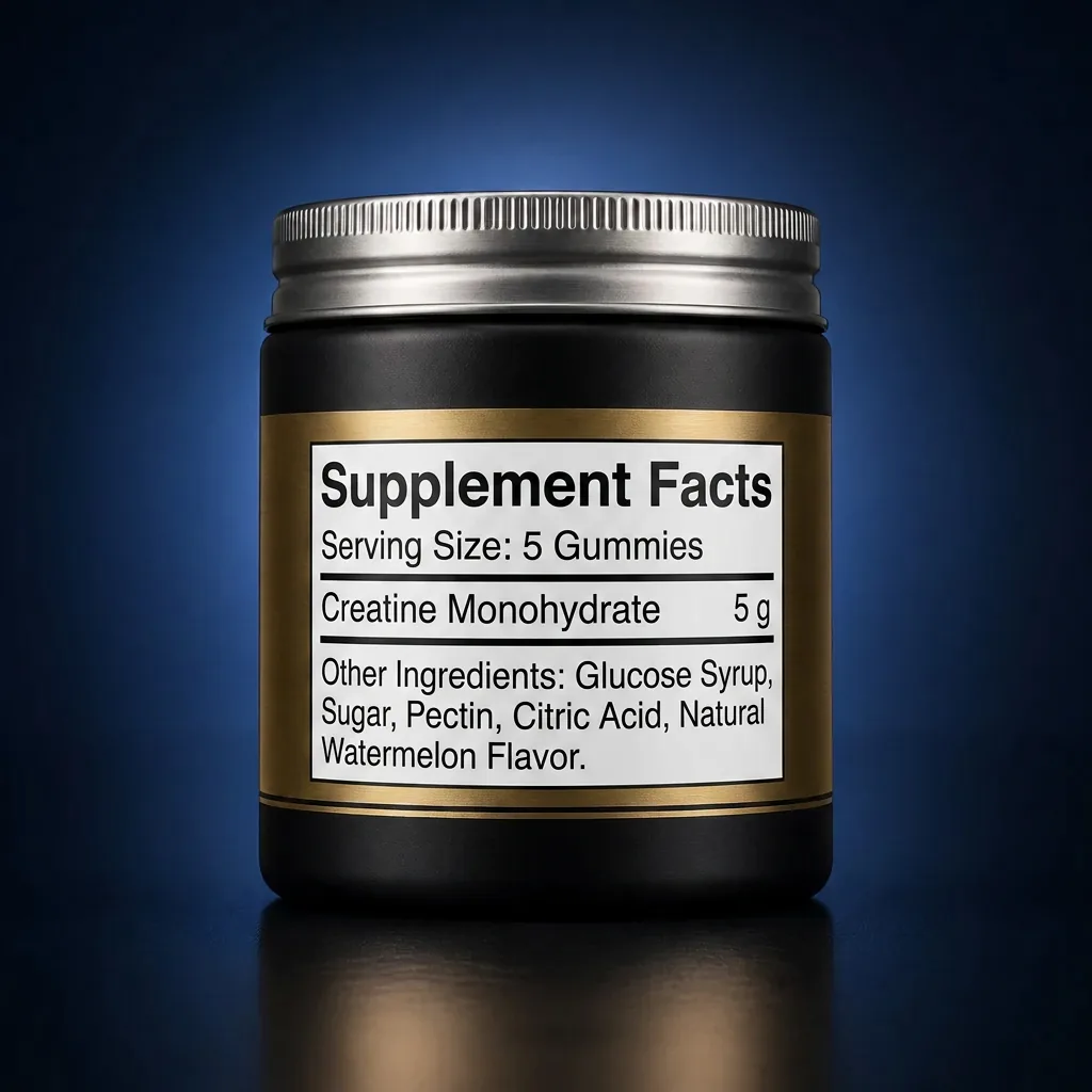 Sour Watermelon Creatine Monohydrate Performance Gummies — representative back label artwork (Supplement Facts panel)