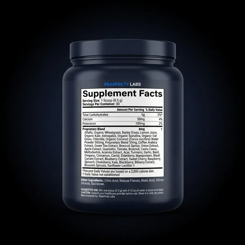 Super Greens Organic Powder Watermelon Flavor — back label / supplement facts