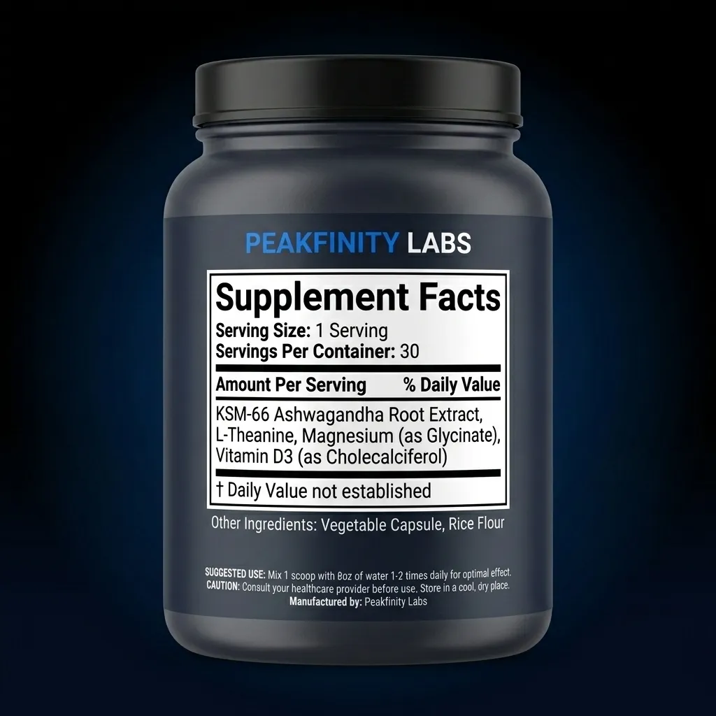 Calming Drink Mix with Ashwagandha & L-Theanine — representative back label artwork (Supplement Facts panel)